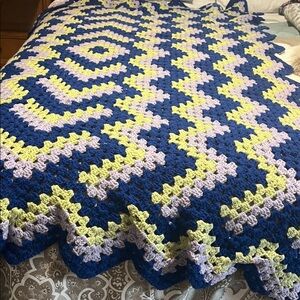 Handmade Crocheted Blanket Throw Fits Twin Bed